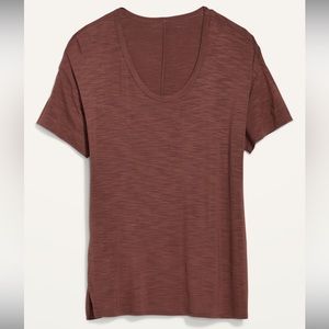 Old Navy Oversized Luxe Voop-Neck Tunic T-Shirt for W in root beer, size small